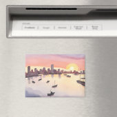 haven van Boston | Waterverf Stad Massachusetts Magneet (Insitu (Vaatwasser))