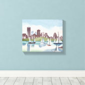 haven van Boston | Waterverf van Boston Massachuse Canvas Afdruk (Insitu (Houten vloer))