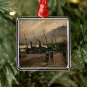 Haven van de Amsterdamse vissers in storm van Vinc Metalen Ornament