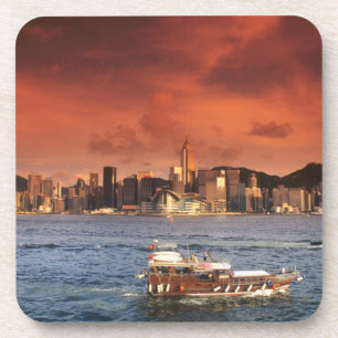 Haven van Hong Kong bij zonsondergang Drankjes Onderzetter