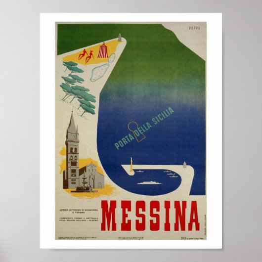 Haven van Messina in de  Italiaanse regio Sicilië Poster (Voorkant)