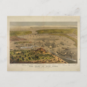 Haven van New York door Ives in 1878 Briefkaart