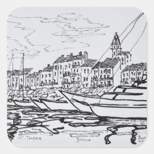 Haven van Saint-Tropez   Franse Riviera, Frankrijk Vierkante Sticker