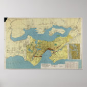 Haven van Seattle  kaart c. 1918 Poster (Voorkant)