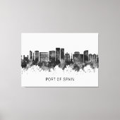 Haven van Spanje: Trinidad en Tobago Skyline BW Canvas Afdruk (Voorkant)