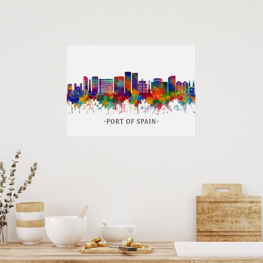 Haven van Spanje, Trinidad en Tobago Skyline Poster (Keuken)