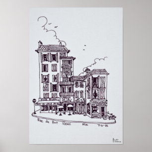 Haven van Vieux in het Oude Nice Nice, Frankrijk Poster