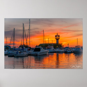 Haven van Vuur — Zonsondergang bij de Erie Marina Poster