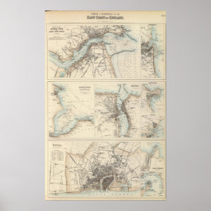 Havens en havens aan de oostkust van Engeland Poster