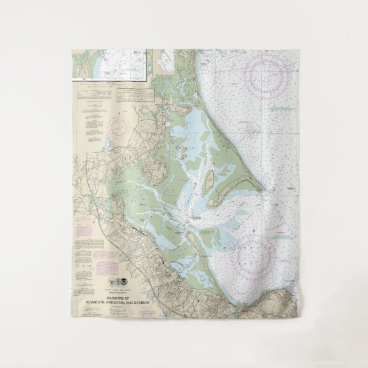 Havens van Plymouth, Kingston en Duxbury Chart Wandkleed (Voorkant)