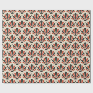 Haver, houtskool en koraal Art Deco traanvormige w Cadeaupapier