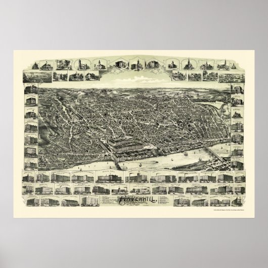 Haverhill, MA Panoramic Map - 1893 Poster (Voorkant)