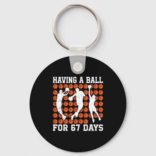 Having A Ball For 67 Days Basketball Player Studen Sleutelhanger (Voorkant)