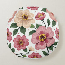 Havre de fleurs : Coussin floral rond