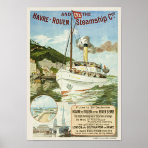 Havre-Rouen Steamship Coy. Poster vintage 1895