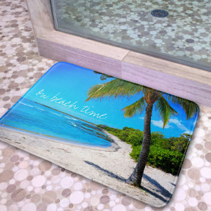 Hawaï Beach Palm Tree Sand Photo on Beach Time Badmat