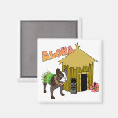 Hawaï Chien français de taureau Tiki Hula Magnets (Recto/Verso)