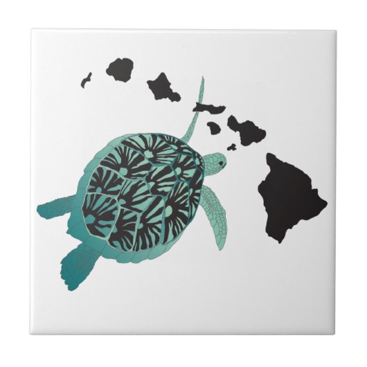 Hawaï groene Zee Turtle en Hawaii Tegeltje (Voorkant)