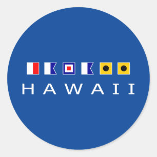 Hawaï Nautische Maritieme Zeilvlaggen Donker Ronde Sticker