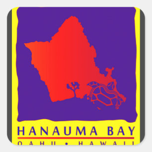 Hawaï Oahu Island en Turtle Vierkante Sticker