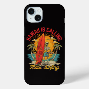 Hawaï roept Maui surfers-eilandvibes iPhone 15 Mini Hoesje