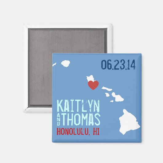 Hawaï Save the Date -  stad Magneet (Voorkant / Achterkant)