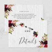 Hawaï Staat Bestemming Rustieke Trouwdetails Kaart (Voorkant / Achterkant)