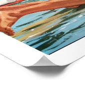 Hawaï, surf, grande vague, affiche de voyage vinta (Coin)