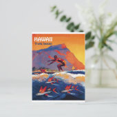 Hawaï-surf, tropische hemel, oud briefkaart voor r (Staand voorkant)