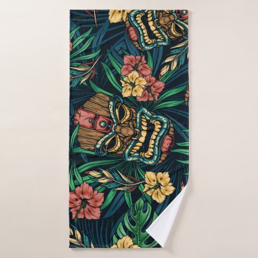 Hawaï Tiki Masque Motif tropical (Serviette de bain)