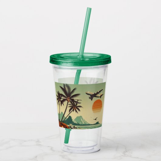 Hawaï/Tropisch Acryl Drinkbeker (Achterkant)