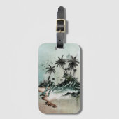 Hawaï tropische palmboom eiland bagagelabel (Voorkant (verticaal))