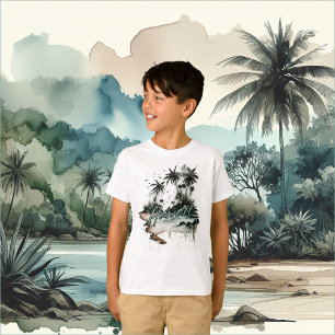 Hawaï tropische palmboom eiland t-shirt
