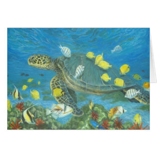 Hawaï-zee schildpad met rifvis