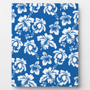 Hawaïaans blauwe bloempatroon fotoplaat