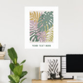Hawaïaans decor monstera bladeren |  poster (Thuiskantoor)