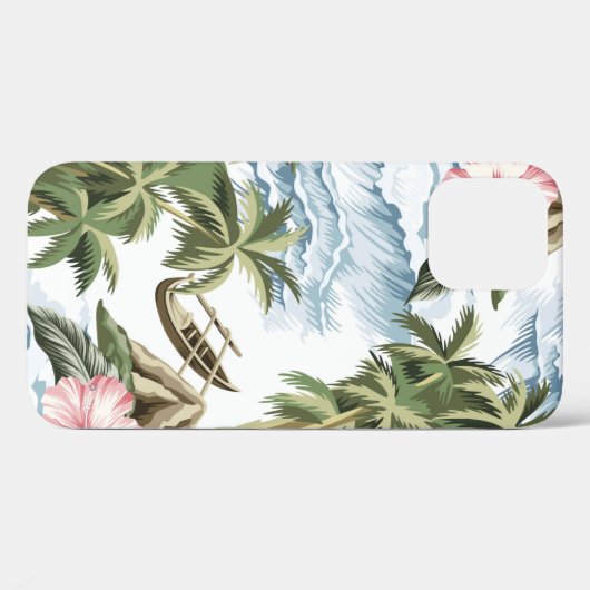 Hawaïaans  eiland, palmboom, boot, roze Case-Mate iPhone case (Achterkant (horizontaal))
