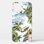 Hawaïaans  eiland, palmboom, boot, roze Case-Mate iPhone case (Achterkant)
