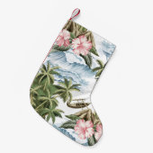 Hawaïaans  eiland, palmboom, boot, roze kleine kerstsok (Voorkant (Hangend))