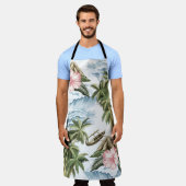 Hawaïaans eiland, palmboom, boot, roze schort (Gedragen)