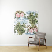 Hawaïaans  eiland, palmboom, boot, roze wandkleed (In situ)