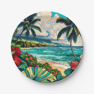 Hawaïaans eiland thema Papieren Bordje