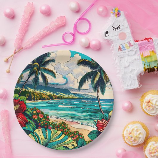Hawaïaans eiland thema Papieren Bordje (Feest)