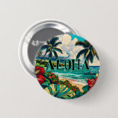  Hawaïaans eiland thema Ronde Button 5,7 Cm (Voorkant /achterkant)