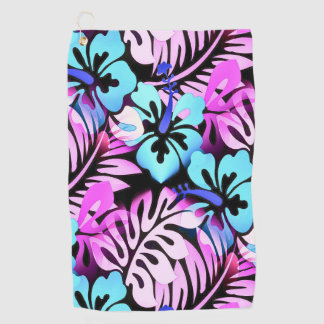 Hawaiaans gebloemd patroon Tropisch Roze Aqua Blau Golfhanddoek