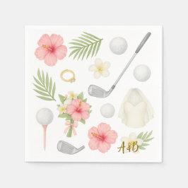 Hawaiaans golf thema trouwdag voor golfers servet