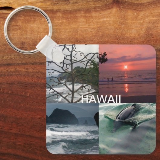 Hawaïaans Landschap Vier Foto Hawaï Sleutelhanger (Voorkant)