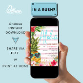 Hawaiaans Luau Ananas Tropisch Meisje Verjaardag Kaart