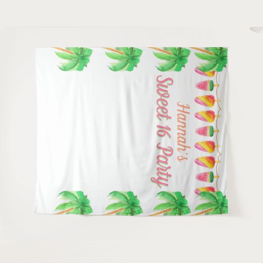 Hawaiaans Luau Feest Tropisch Fotohokje Achtergron Wandkleed (Voorkant (horizontaal))