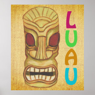 Hawaiaans Luau Tiki Feestmasker  Poster